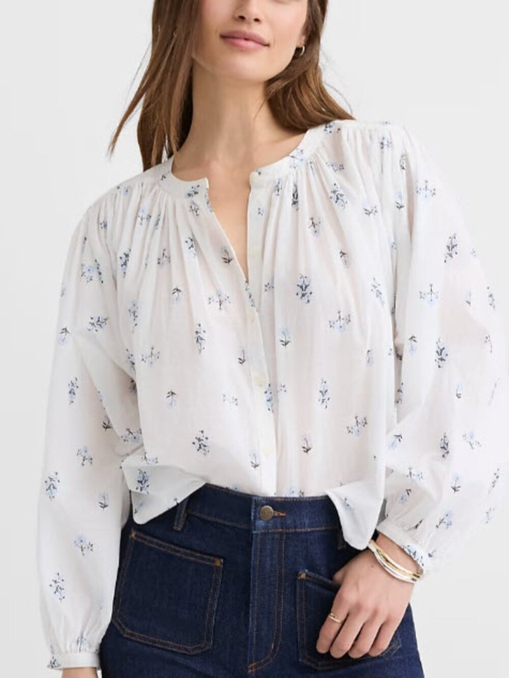 Loft Floral Balloon Sleeve Blouse